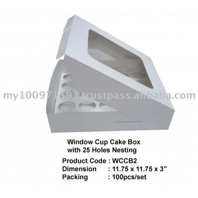 Window Cup Cake Box with 25 hole nesting 11.75x11.75x3"