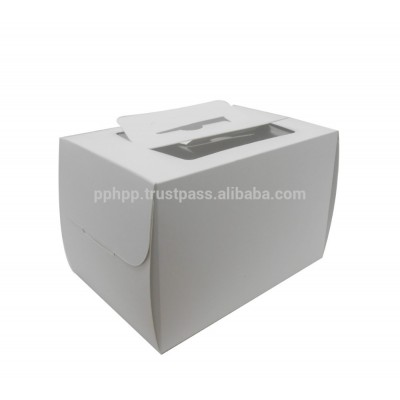 SMALL PLAIN WHITE CAKE CARRIER BOX WITH WINDOW 6'' (WHITE) FOR 100PCS MOQ (MALAYSIA PAPER BOX SUPLLIER)