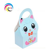 Yi wu factory luxury custom offset full blue printing gift bag and box with clever cat design